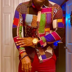 Men Patchwork Shirt.